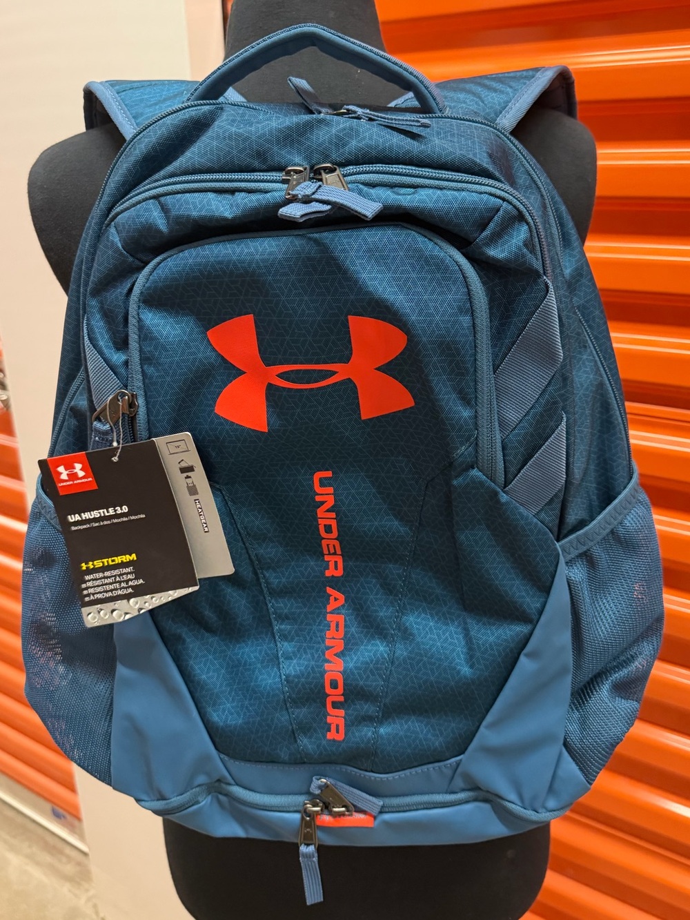 NWT Under Armour Hustle 3.0  Blue Backpack with Orange Logo - Men's Backpack